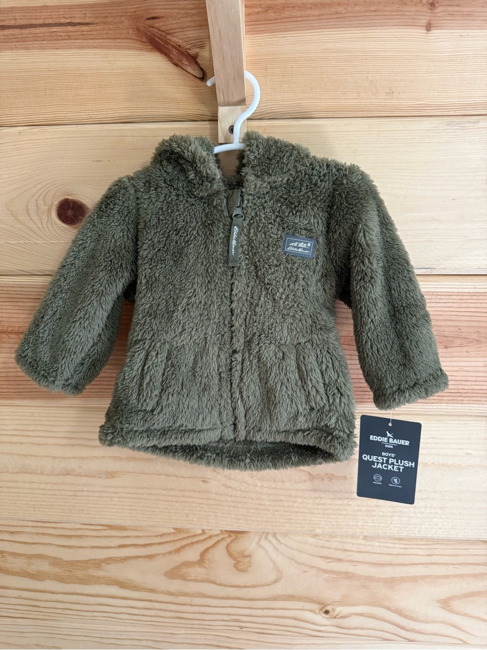 Eddie Bauer Olive Green Plush Hooded Puffer Jacket - Kids
